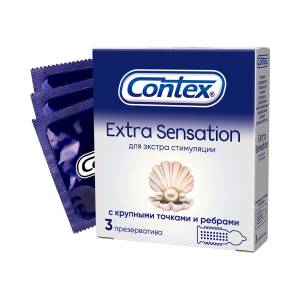 Презерватив Contex Extra Sensation с крупными точками и ребрами 3шт
